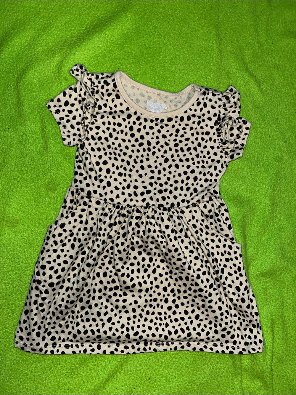Garanimals Cream Dress with Black Spot Print and Ruffle Sleeves